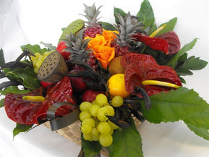 Tropical Fruit & Flower Gift Basket